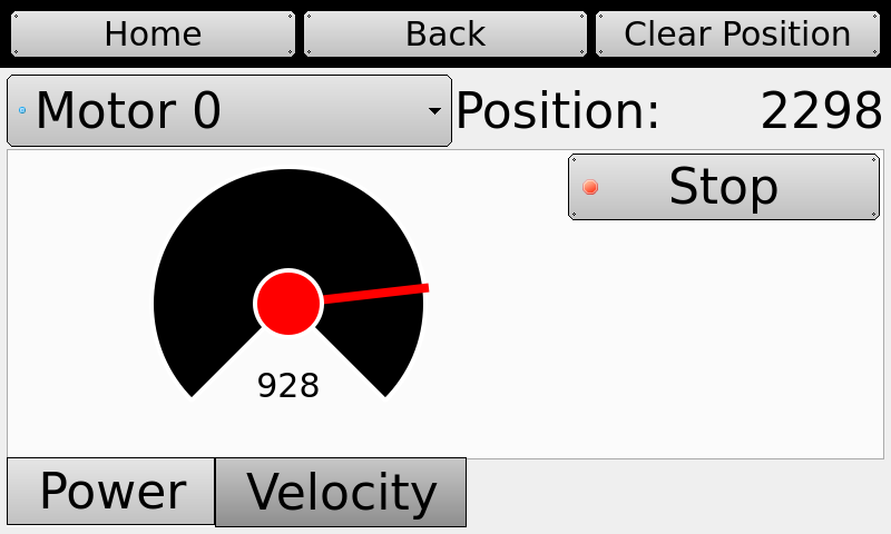 The motor widget on the Wombat showing the motor counter