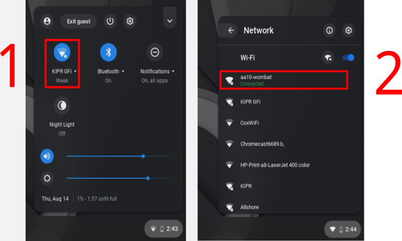 Connect to Wombat through computer's Wi-Fi settings.