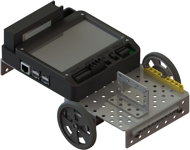 A servo bracket lined up on the short end of the chassis