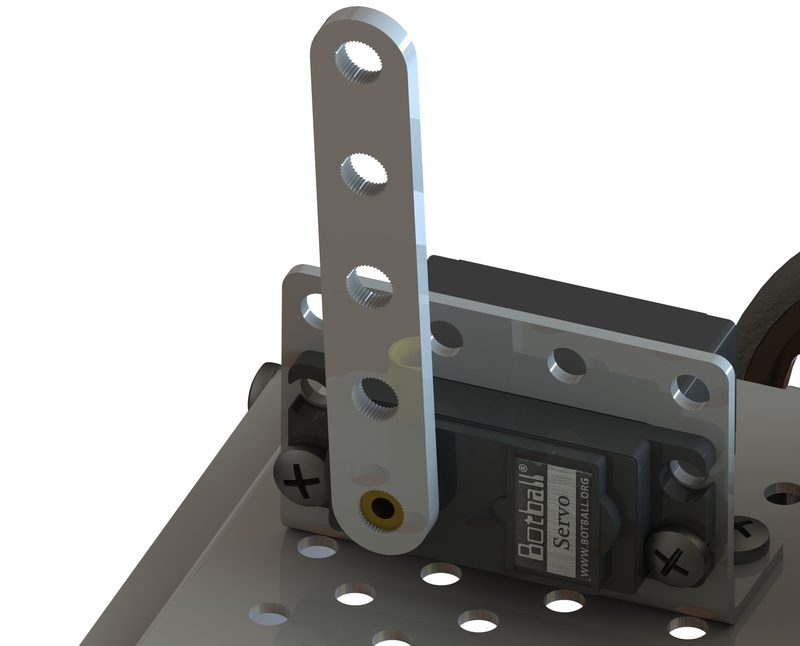 A 1x5 servo horn placed on the servo on the robot