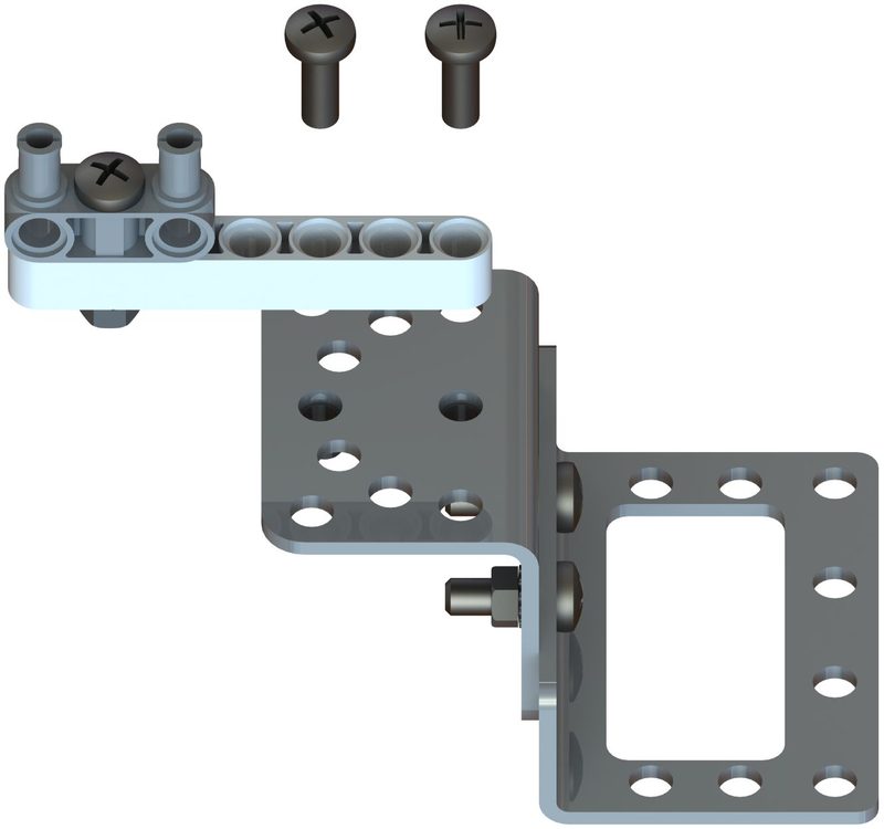 The liftarm and H-pin assembly bolted to the top of the L bracket