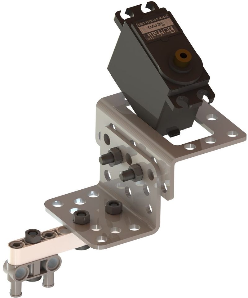 The assembly flipped over with a servo placed in the servo bracket wire first