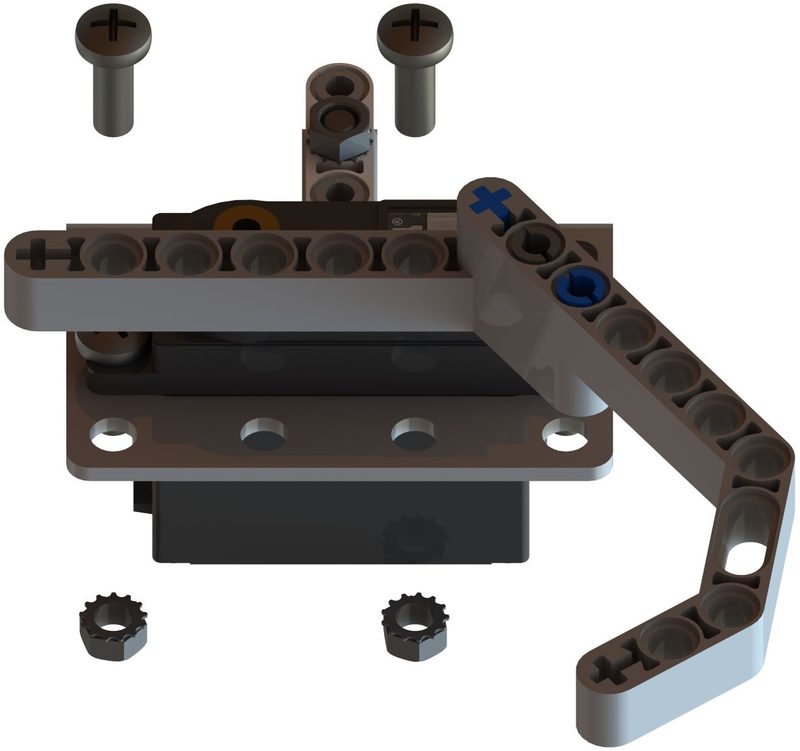 The assembly flipped back and bolted to the servo bracket with two long bolts and nuts