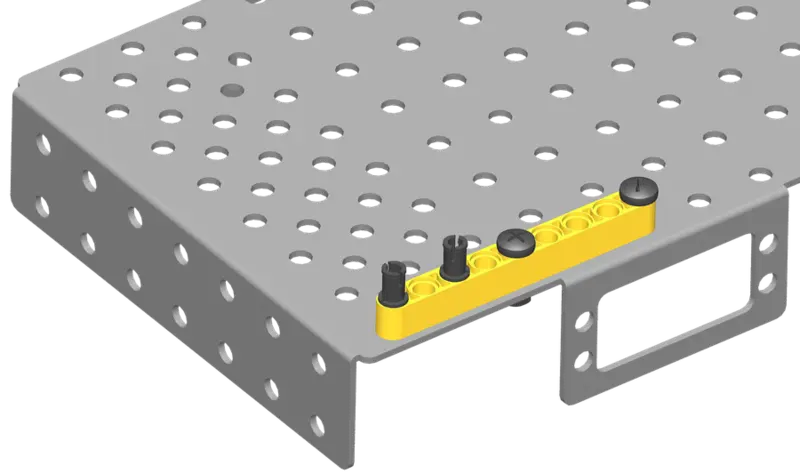 Add two black pins to the liftarm.