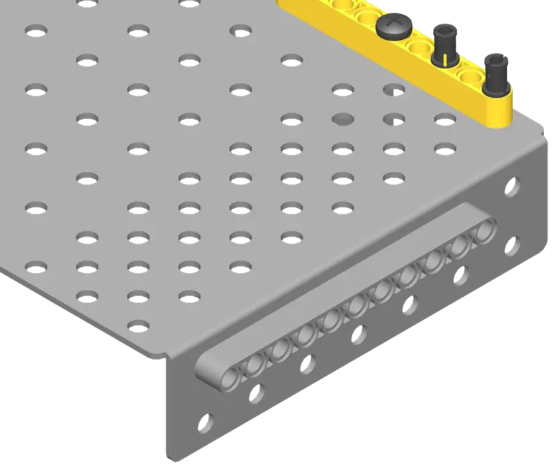 Line up the 1×11 liftarm on the chassis.