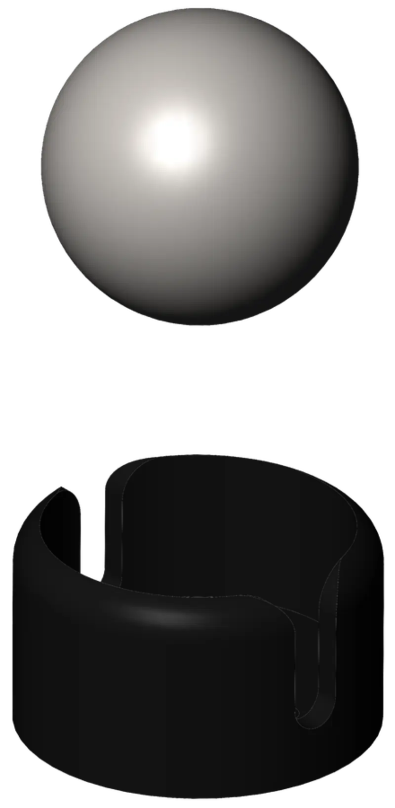 Ball removed from the caster holder.