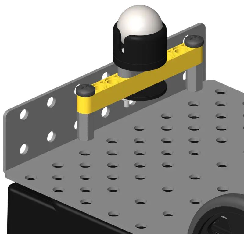 Caster assembly bolted to the chassis.