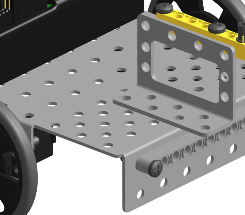 Servo bracket lined up on the chassis.