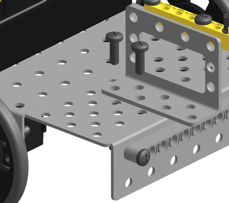 Servo bracket bolted to the chassis.