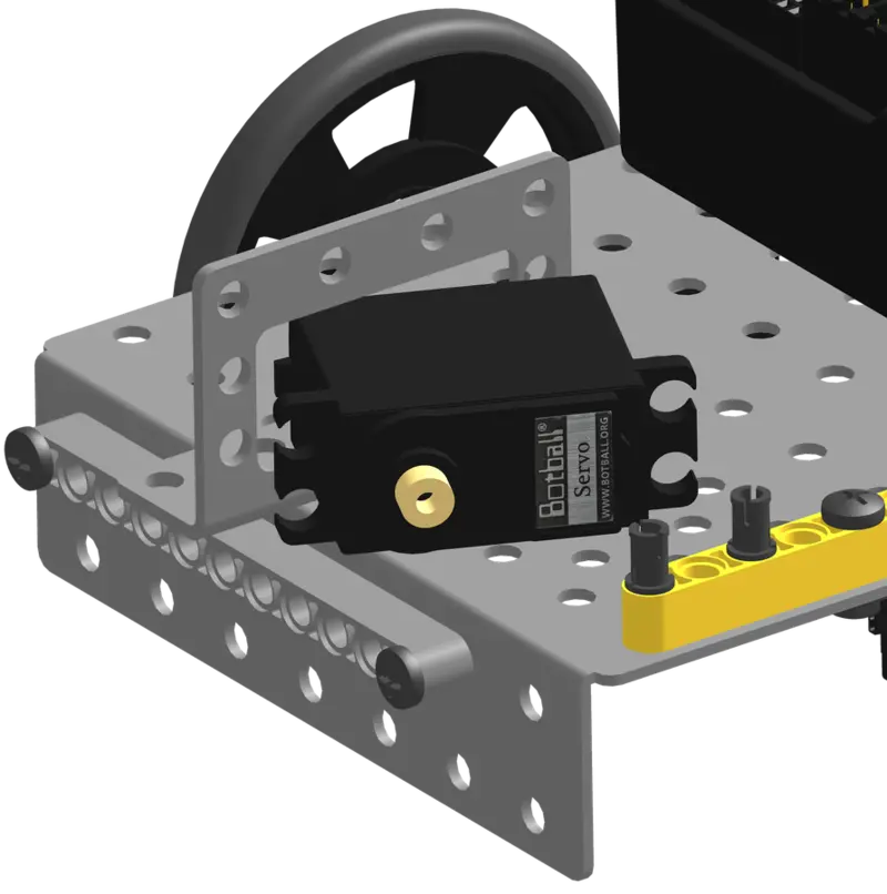Arm servo sliding wire-end first into its bracket.