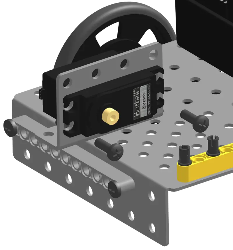 Arm servo seated with its spline toward the front.