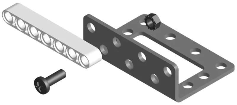 1×7 liftarm attached to the servo bracket.