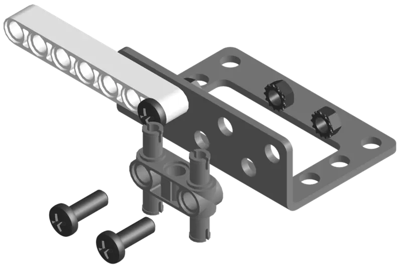H LEGO piece attached to the servo bracket.