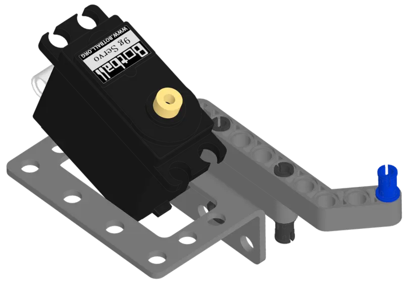 Claw servo sliding wire-end first into its bracket.