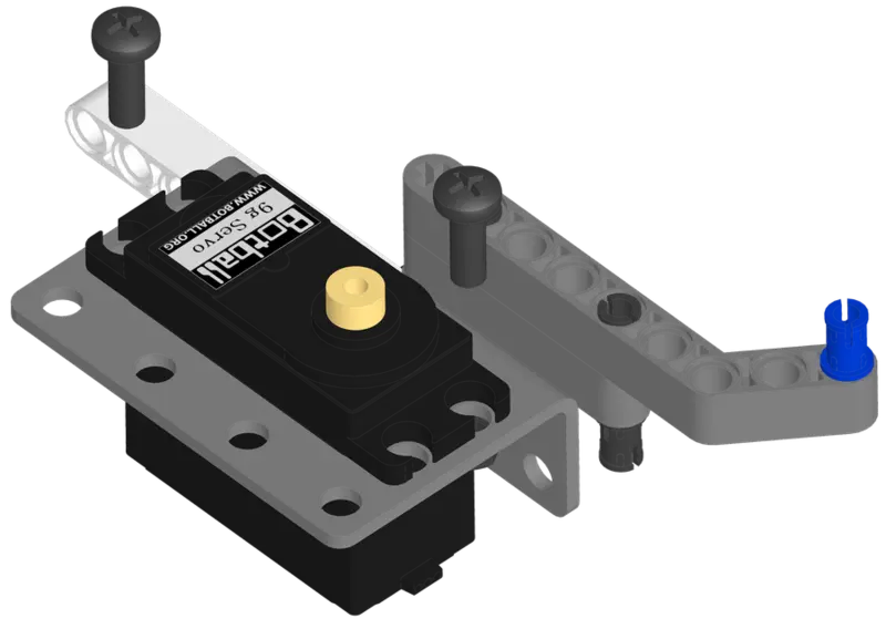 Claw servo secured with its spline toward the bent end.