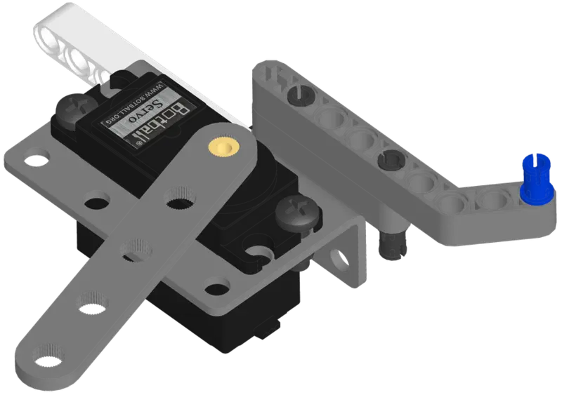 Claw servo rotated toward the LEGO piece.