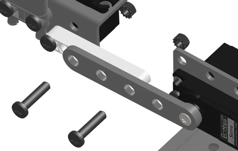 Claw assembly lined up with three holes on the arm servo horn.